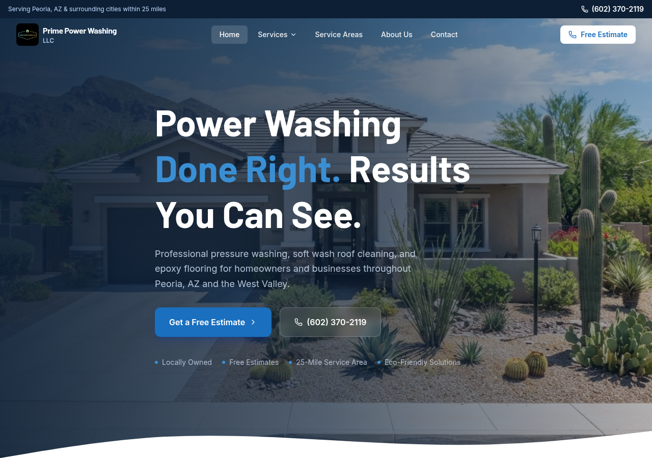 Prime Power Washing LLC website screenshot